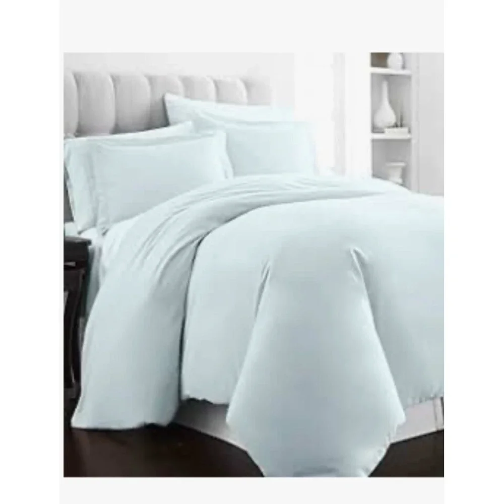 City Chic Full Queen Duvet Set W/2 Shams 300 Count 100% Cotton Blue‎ NEW